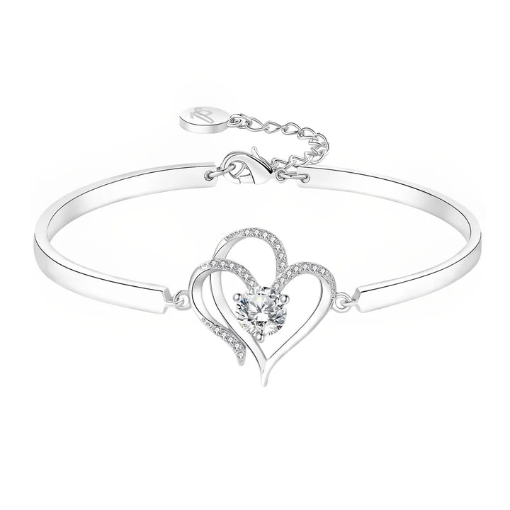 To My Daughter- We Are Connected By Heart Diamond Bracelet