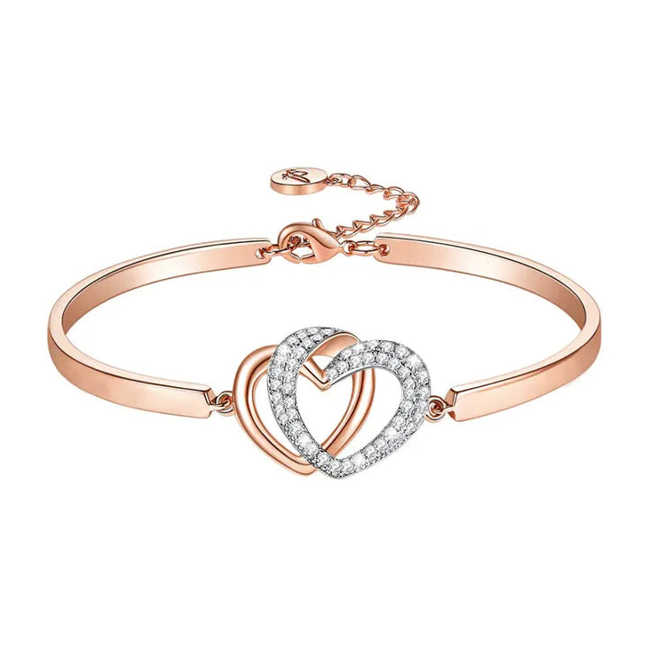 Mother & Daughter Forever Linked Together Double Heart Bracelet