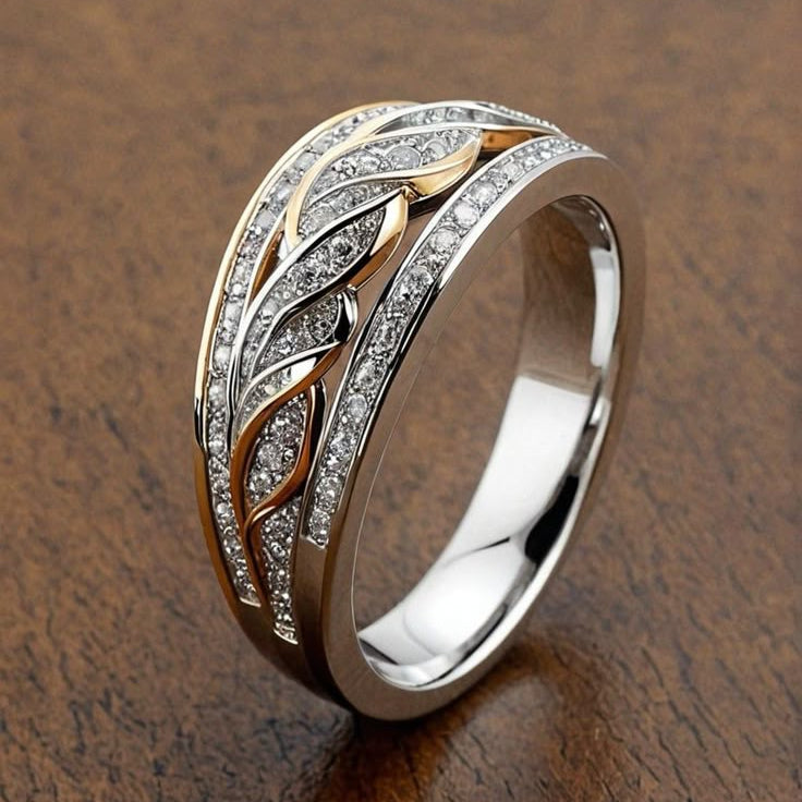 Hollow Bright Braided Gold & Silver Ring