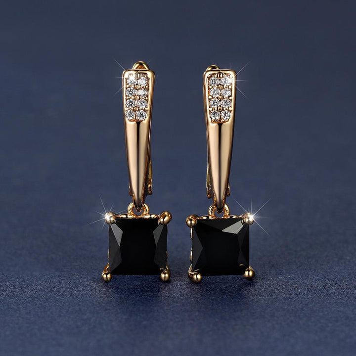 Elegant Square Cut Zirconia Drop Earrings