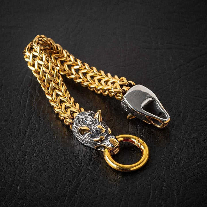 Nordic Fenrir Majestic Wolf Head Chain Bracelet