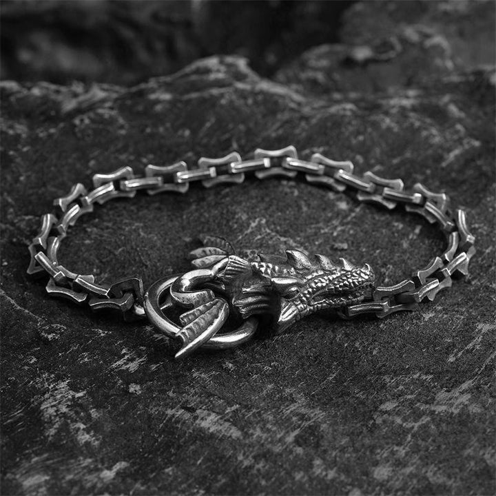 Gothic Style Dragon Bone Chain Dragon Head Bracelet
