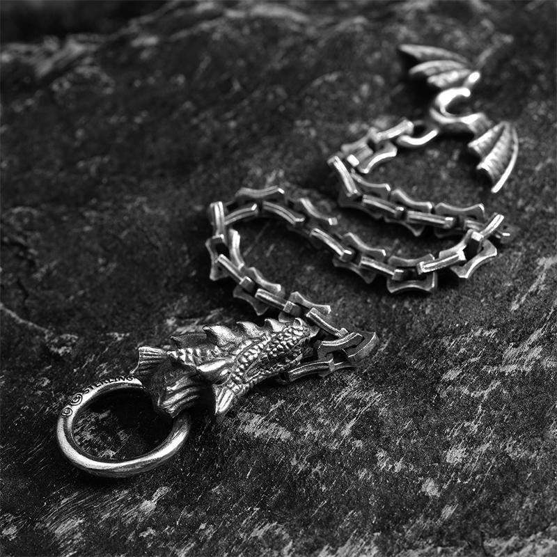 Gothic Style Dragon Bone Chain Dragon Head Bracelet