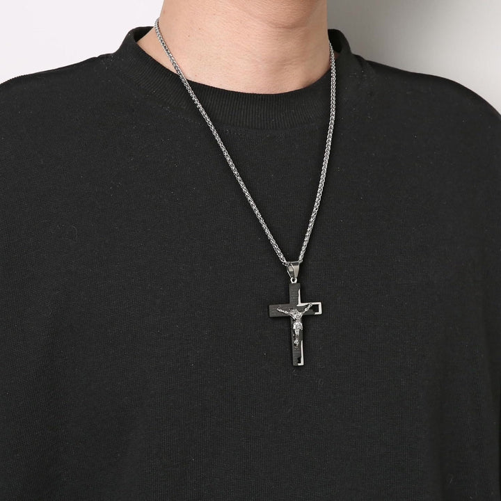 Christianartworkshop Stainless Steel Crucifix Bible Prayer Pendant Necklace Chain