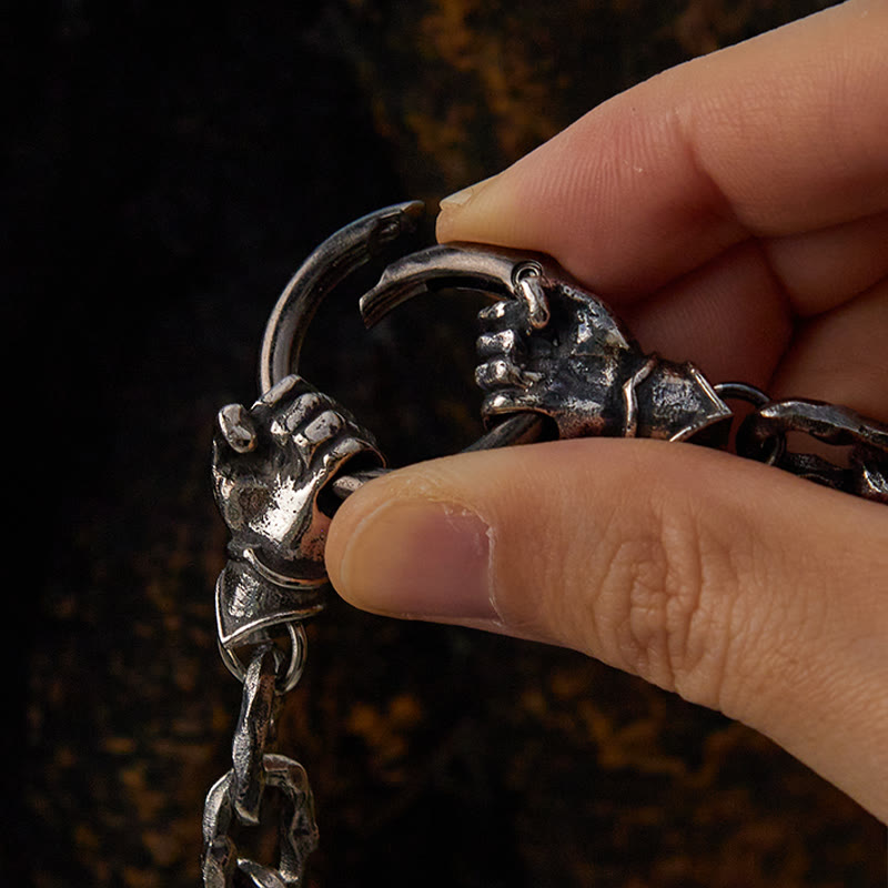 Handmade Viking Fist Silver Cable Bracelet / Necklace