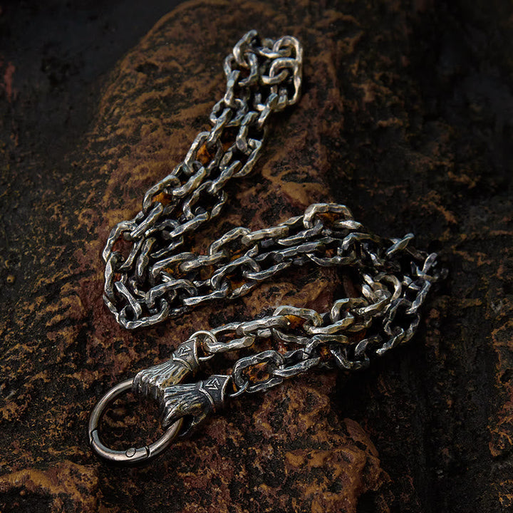Handmade Viking Fist Silver Cable Bracelet / Necklace