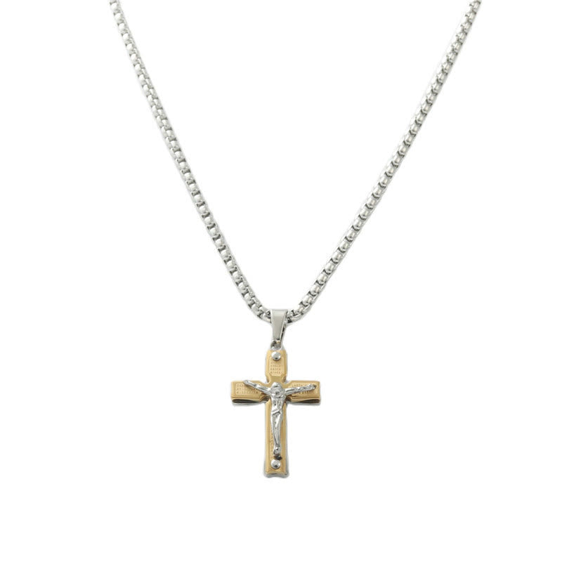 Christianartworkshop Dual - Tone Metal Crucifix Necklace with Jesus Figure: Faith & Art Fusion