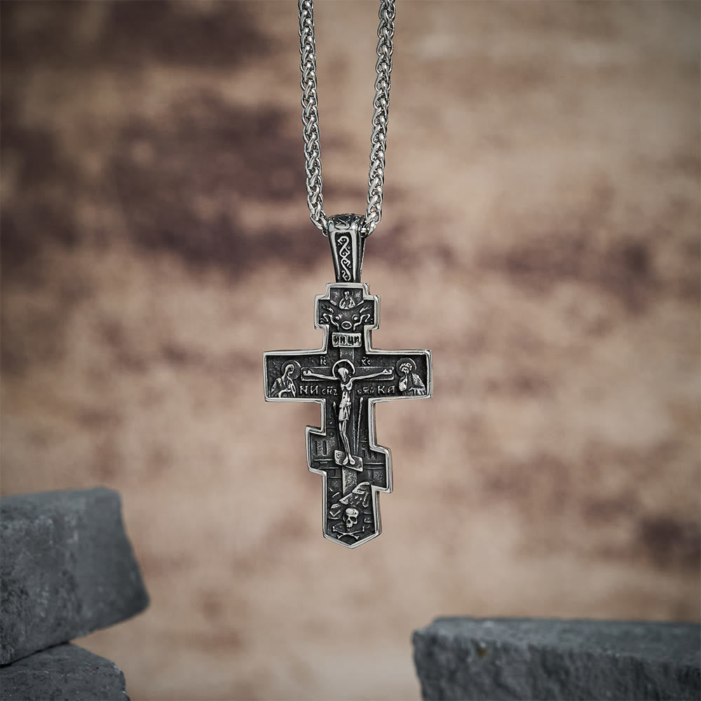 Christianartworkshop Titanium Orthodox Jesus Crucifix Necklace Protection Jewelry