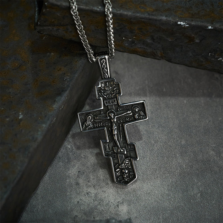 Christianartworkshop Titanium Orthodox Jesus Crucifix Necklace Protection Jewelry