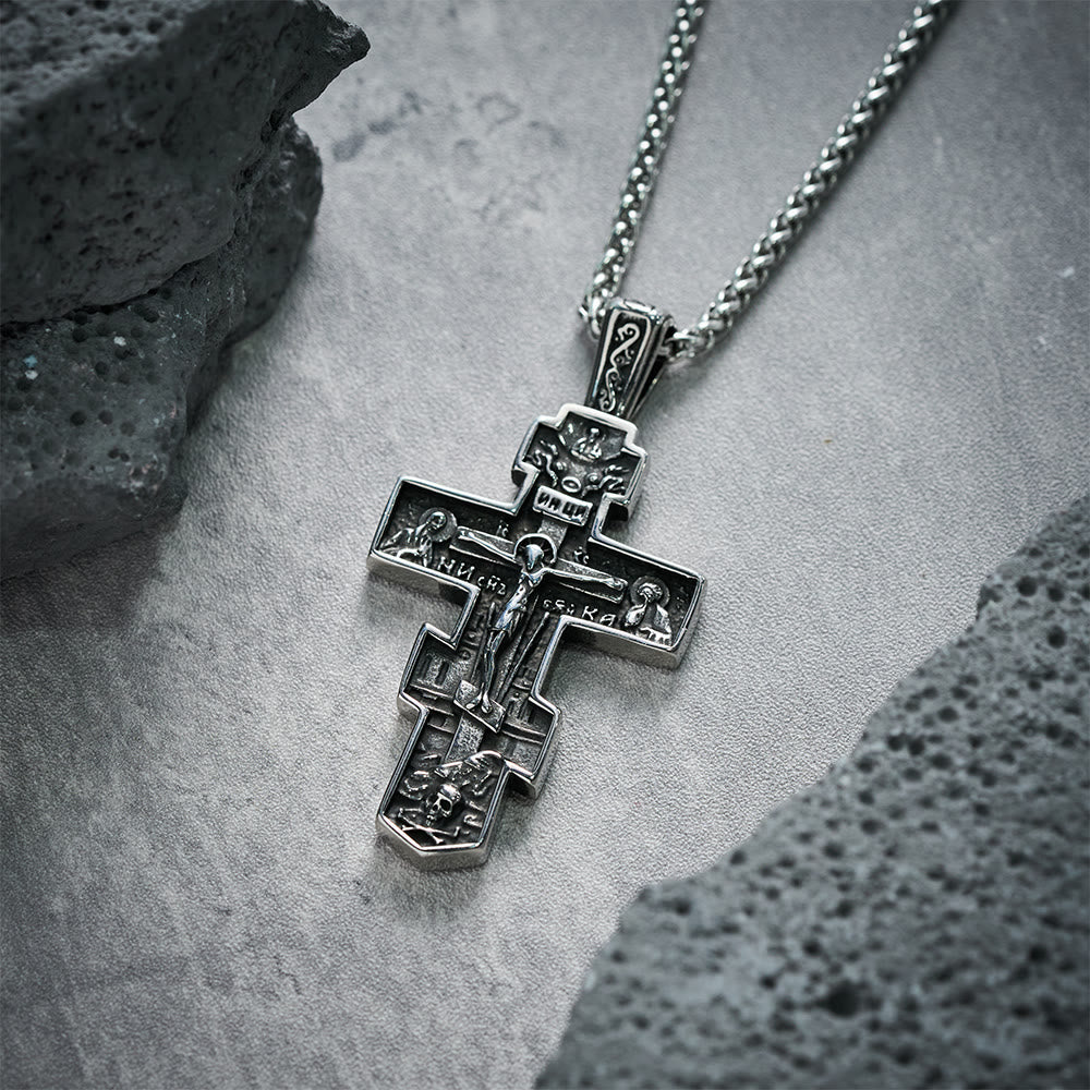Christianartworkshop Titanium Orthodox Jesus Crucifix Necklace Protection Jewelry