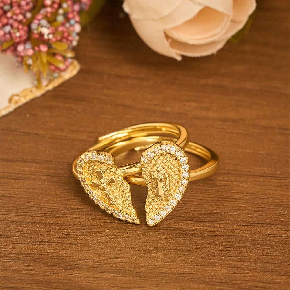 Christianartworkshop Classic Cross Split Heart Adjustable Ring: A Symbol Of Hope & Eternal Salvation