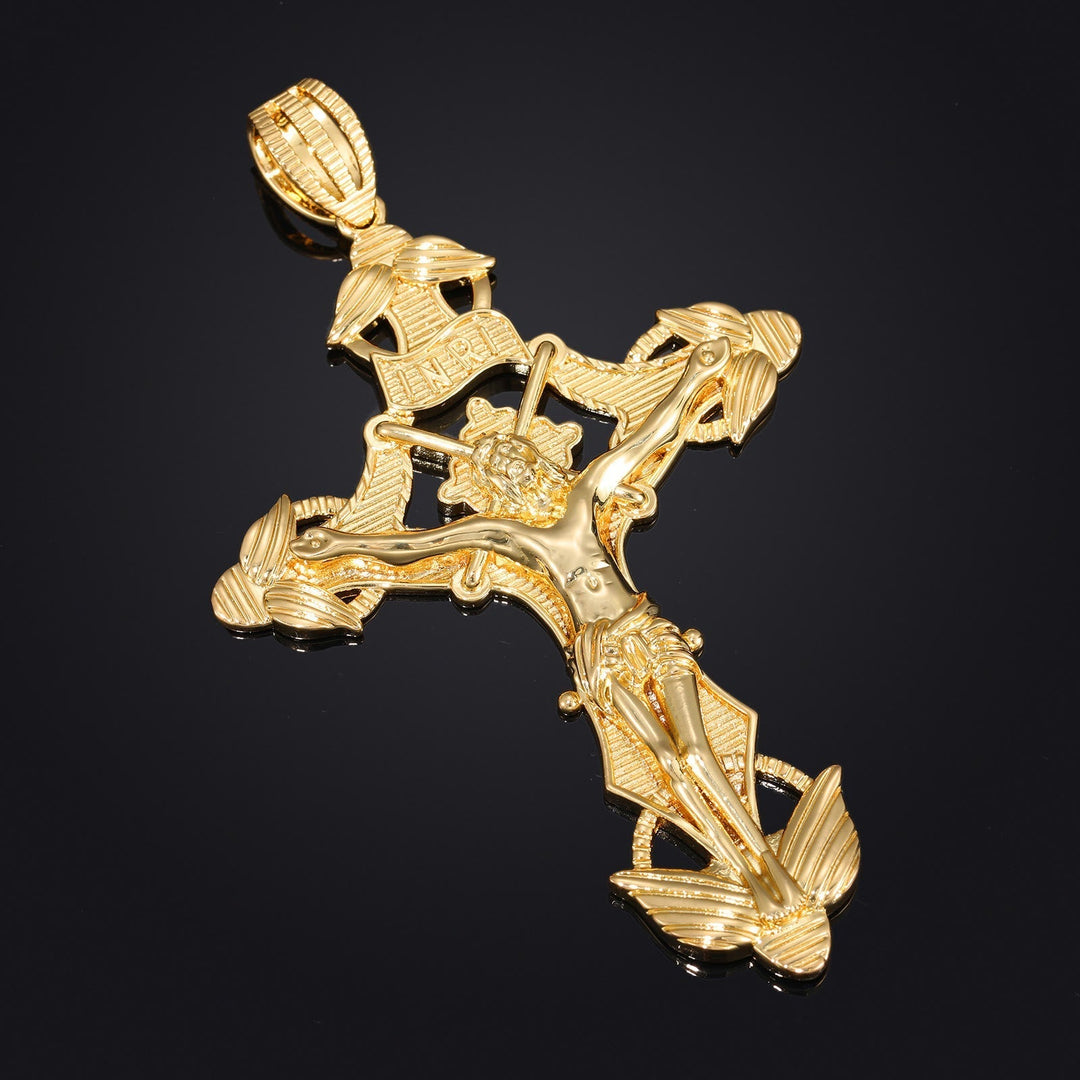 Christianartworkshop Detailed Carved Winged Crucifix Rope Chain Necklace: Graceful Token of Gentle Heavenly Mercy