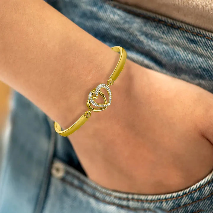 Mother & Daughter Forever Linked Together Double Heart Bracelet