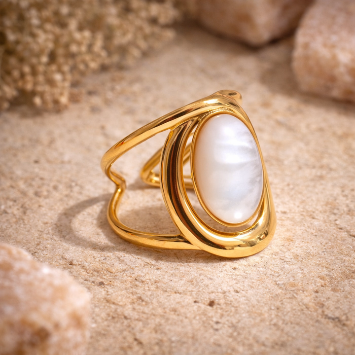 Horizon - Amazonite / Mother of Pearl Gold Ring