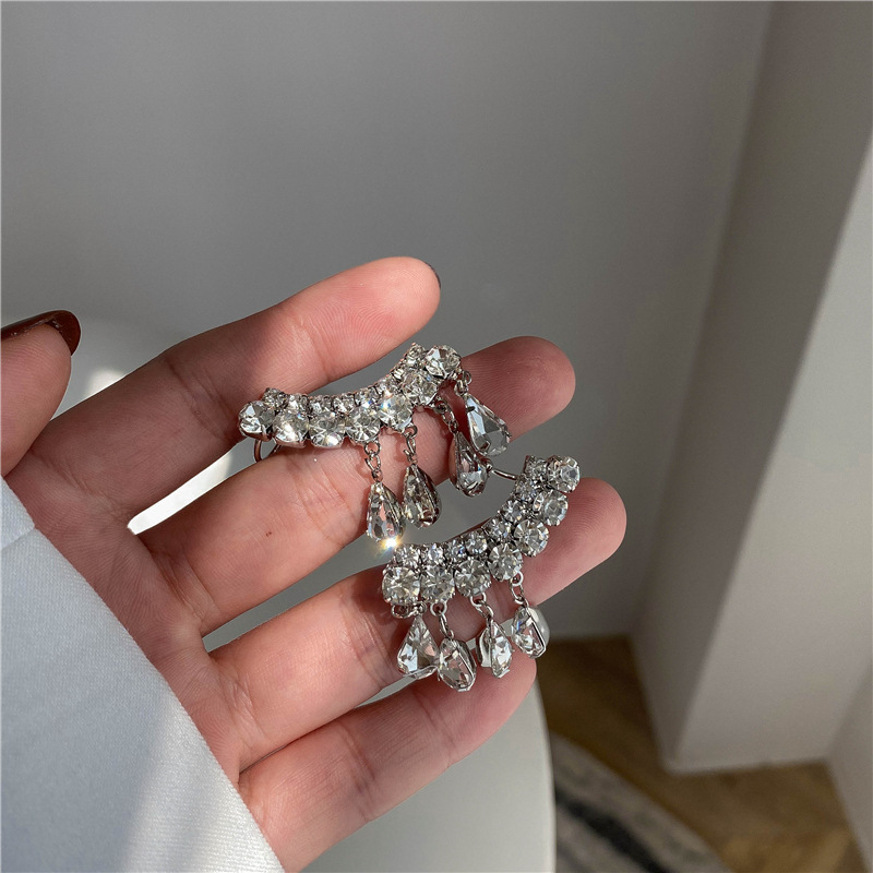 French Drop Crystal Tassel Earrings