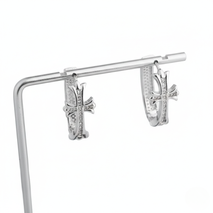 Cross Hoop Earrings