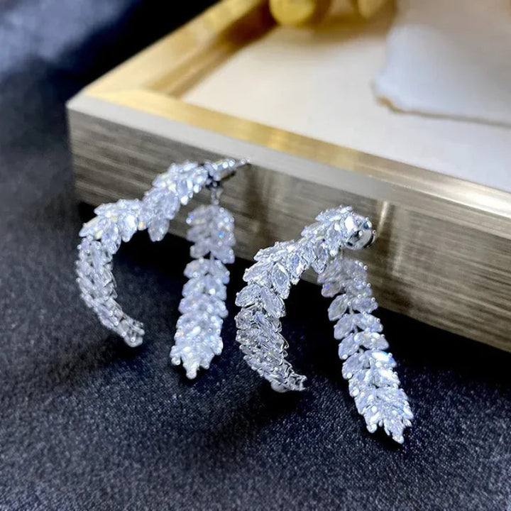 14K Gold-Plated Exquisite Crystal Heart Wheat Earrings