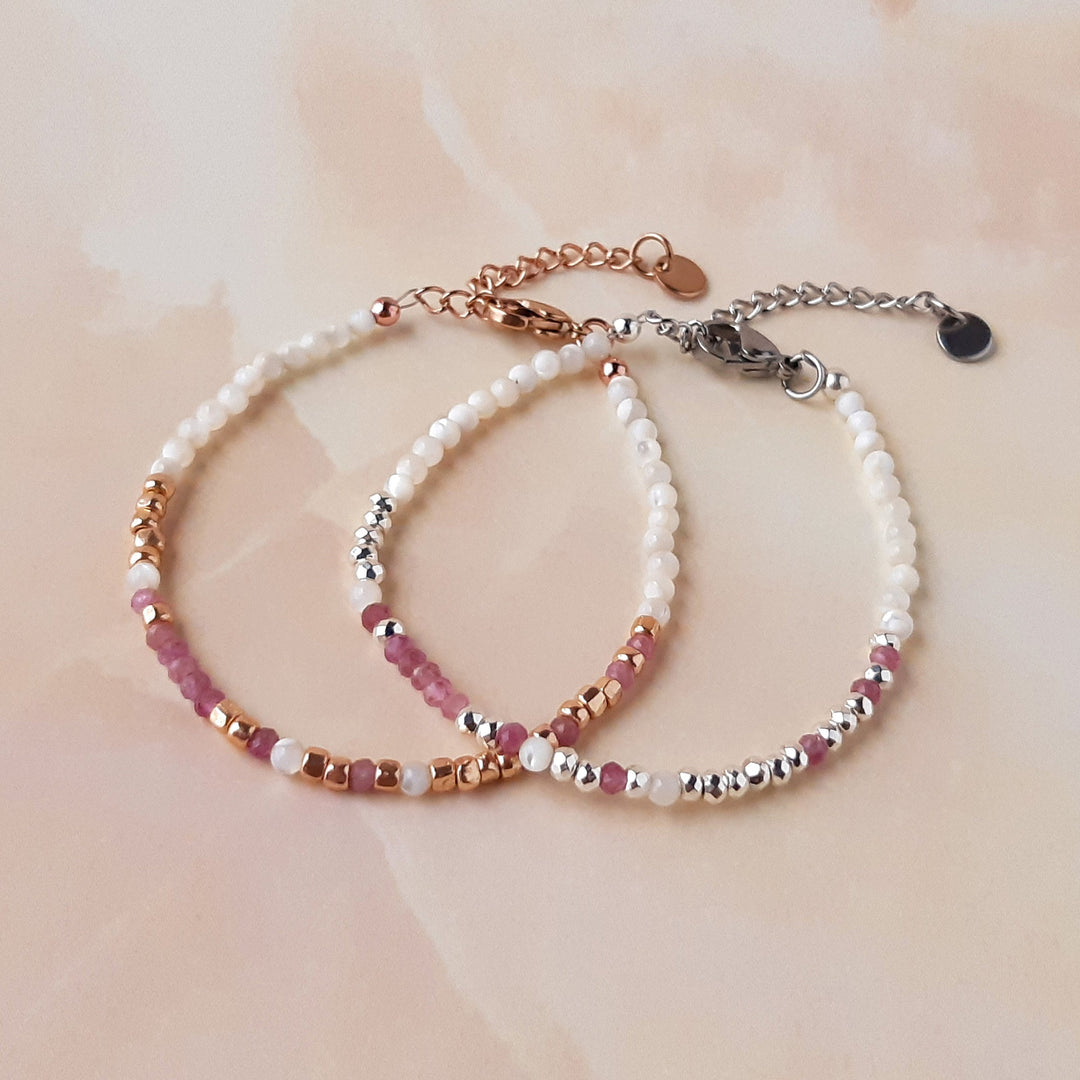 'F*ck Cancer' Pink Tourmaline Morse Code Breast Cancer Bracelet