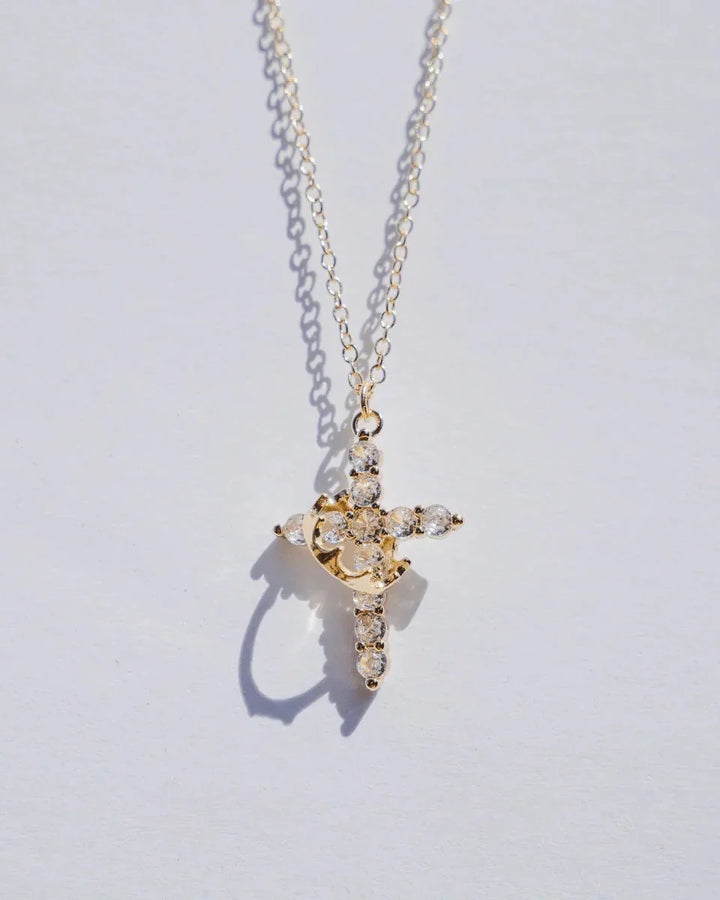 Necklace with Cross and Christ's Crown (Gold-Plated)
