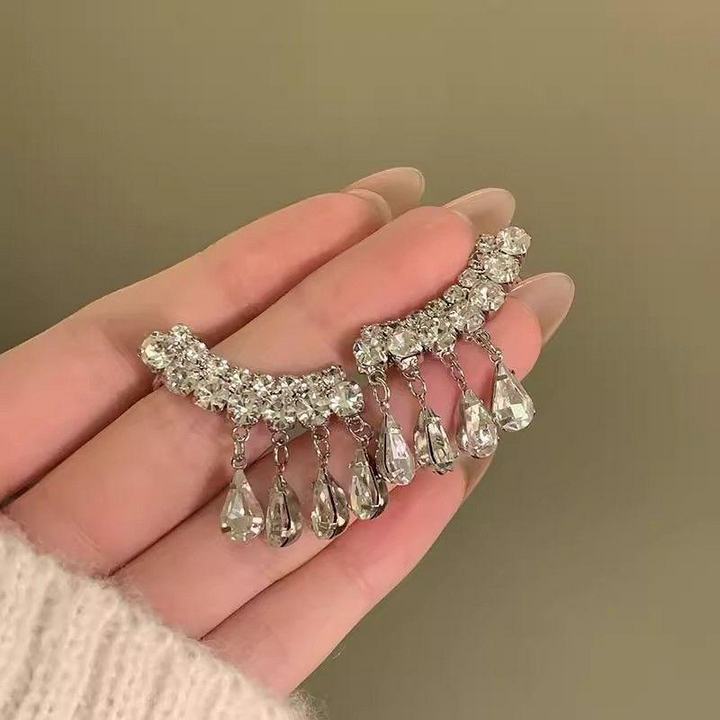 French Drop Crystal Tassel Earrings