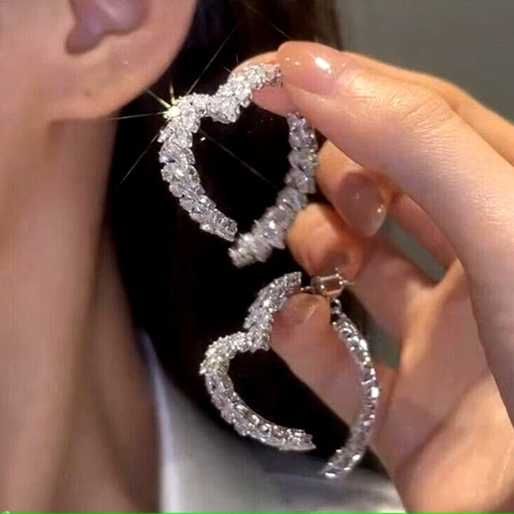 14K Gold-Plated Exquisite Crystal Heart Wheat Earrings