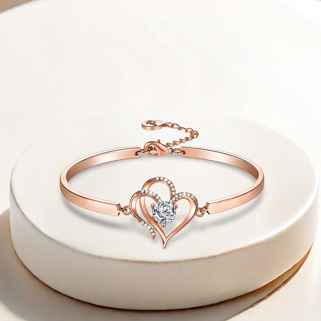 To My Daughter- We Are Connected By Heart Diamond Bracelet