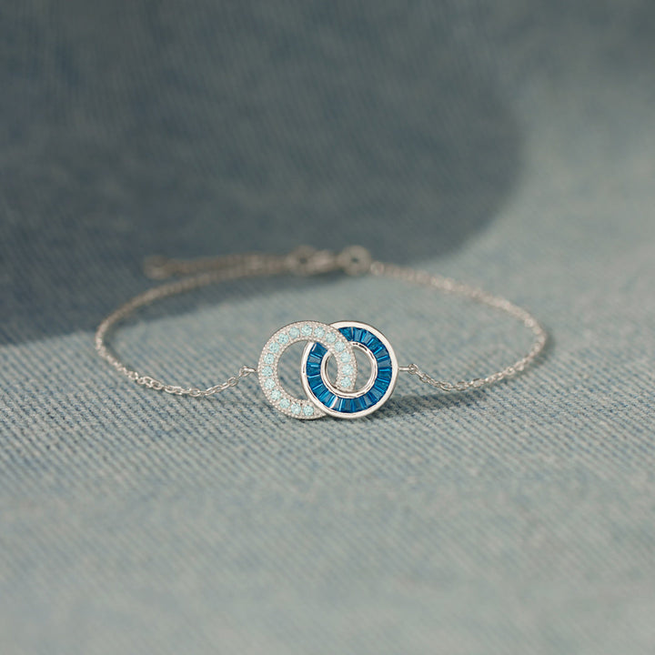 Husband & Wife Silver Gold Chain Linking Circles Bracelet