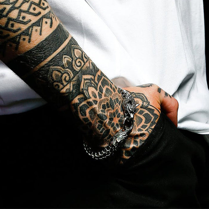 Wolf Head Viking Titanium Steel Strengthen Bracelet