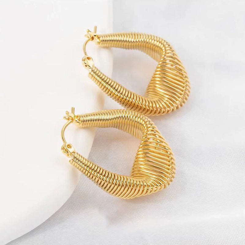 Golden French Style Wavy Earrings