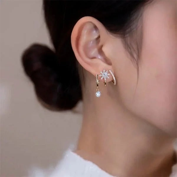 Eight Awn Star Moissanite Earrings