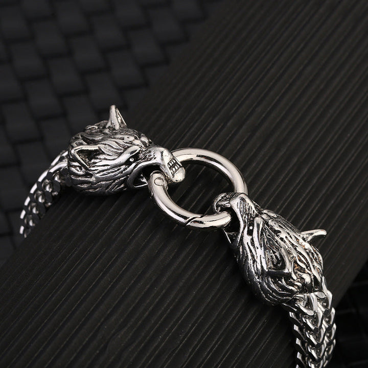 Wolf Head Viking Titanium Steel Strengthen Bracelet
