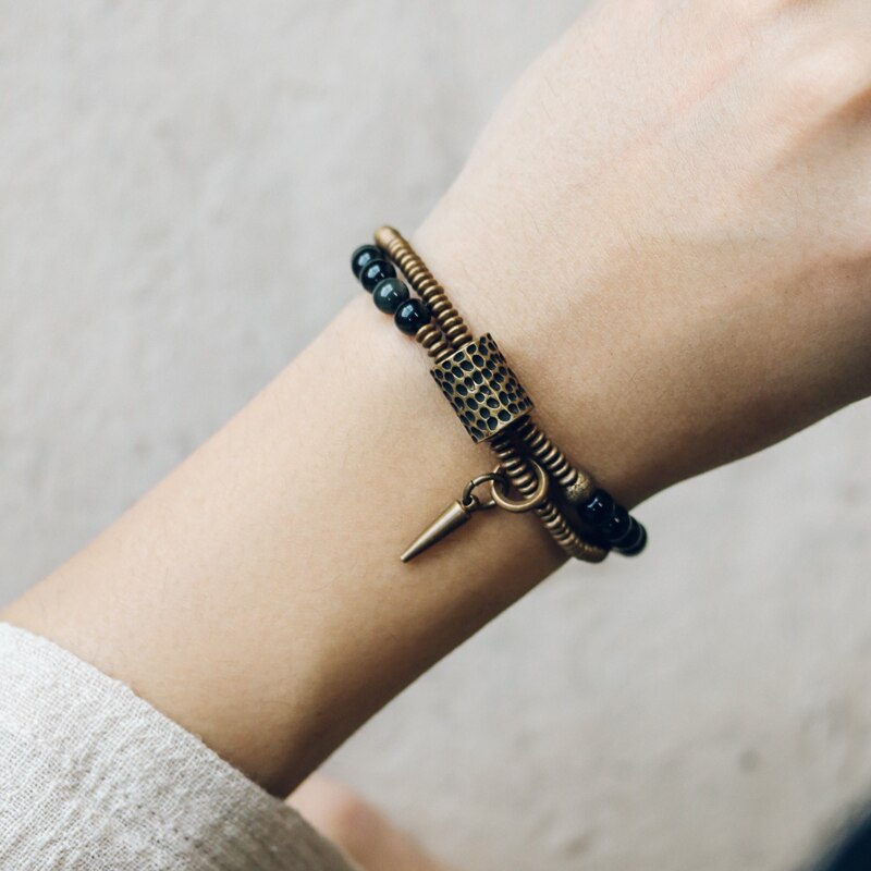 Knud | Black Obsidian & Copper Handmade Bracelet