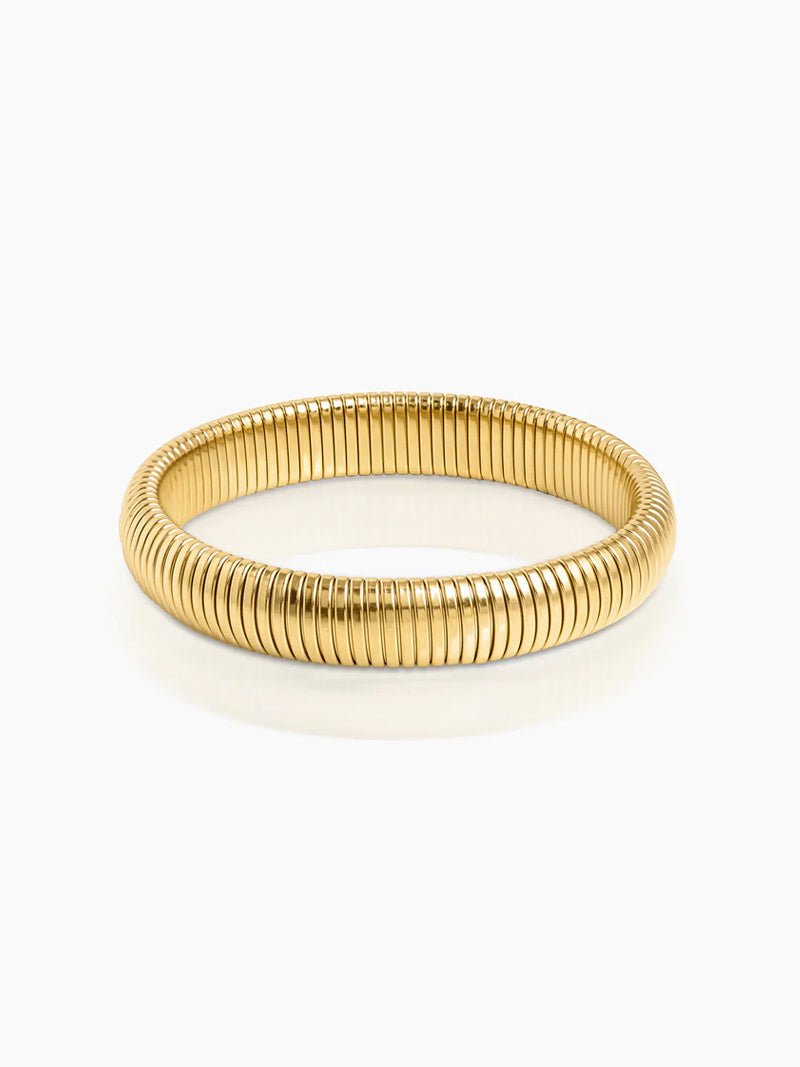 Abby Ribbed 18K Gold Plated Bangle Bracelet