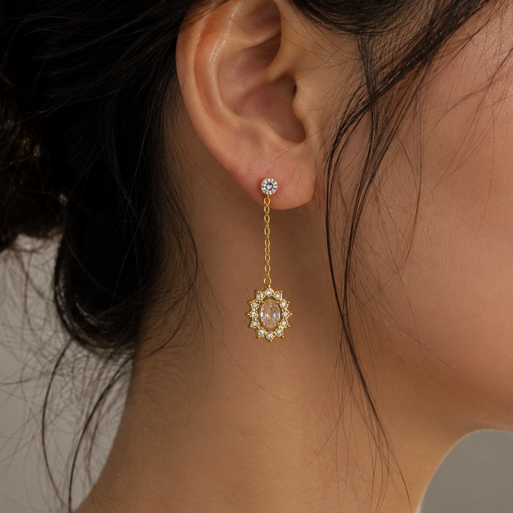 Crystal Medallion Drop Earrings