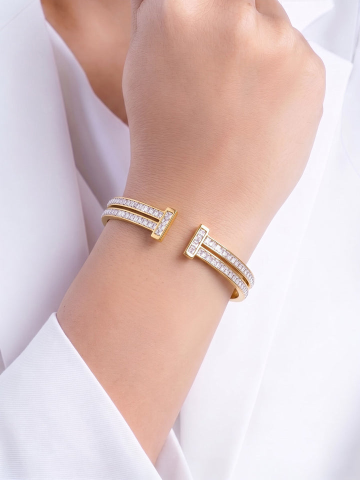 Blakely Diamond 18K Gold Plated Cuff Bracelet