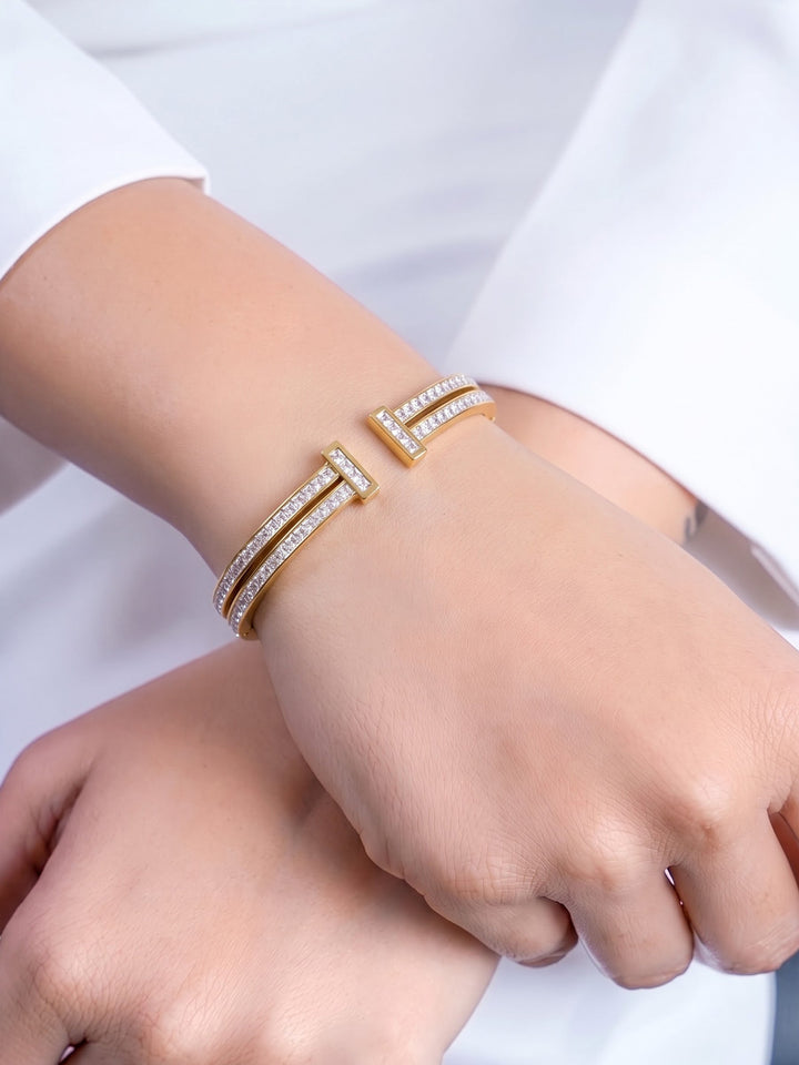Blakely Diamond 18K Gold Plated Cuff Bracelet