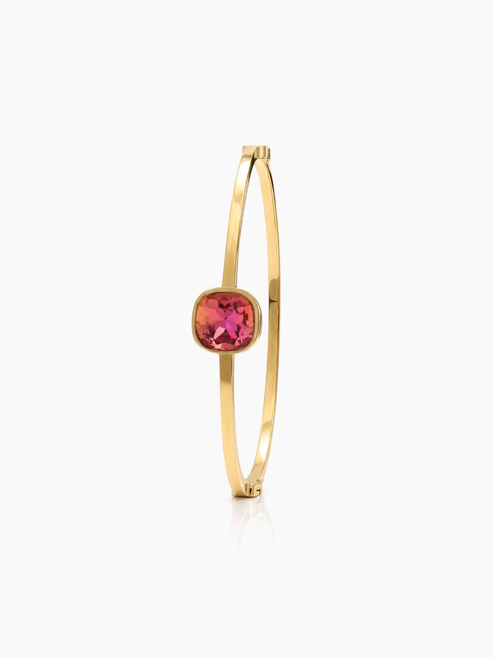 Caesar Pink Solitaire 18K Gold Plated Band Bracelet