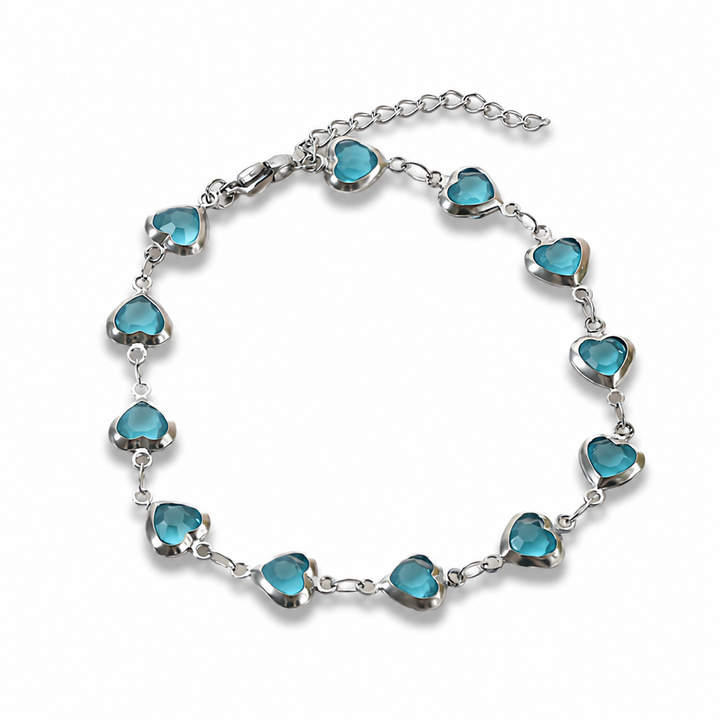 Elegant Heart Crystal Bracelet | Silver