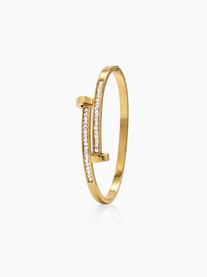 Damaris Diamond Nail 18K Gold Plated Women's Band Bracelet