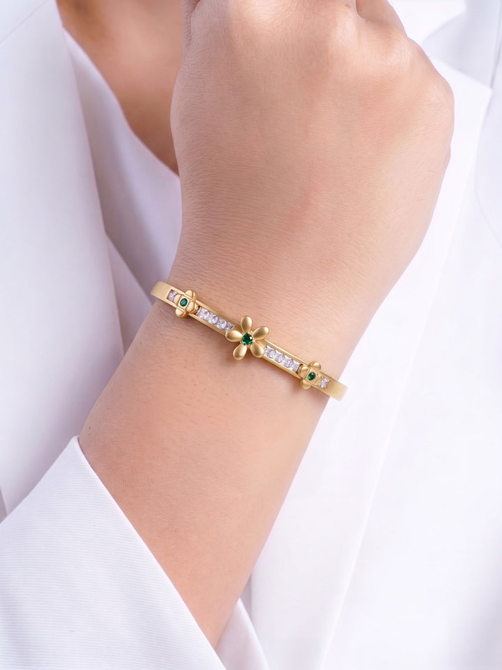 Domicia Floral Diamond 18K Gold Plated Small Wrist Bracelet