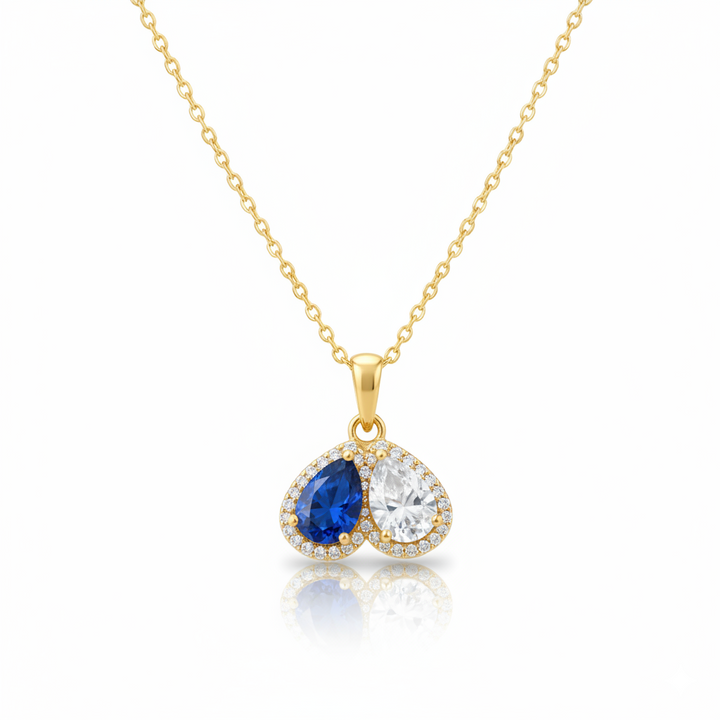 For Love- Custom Promise Two Heart Birthstone Necklace