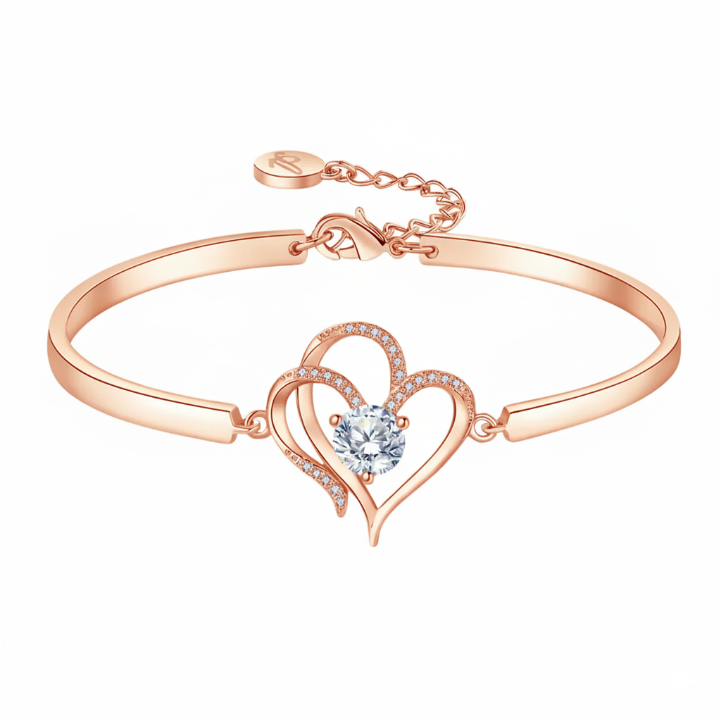 TO MY UNBIOLOGICAL DAUGHTER- I ALWAYS WITH YOU DOUBLE HEART BRACELET