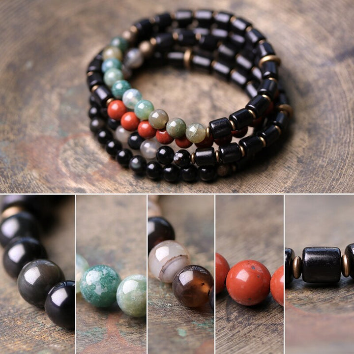 Odine | Natural Stones, Ebony & Copper Beaded Bracelet
