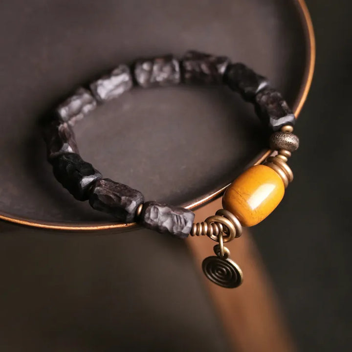 Bodil | Handmade Ebony, Copper & Yellow Jade Bracelet