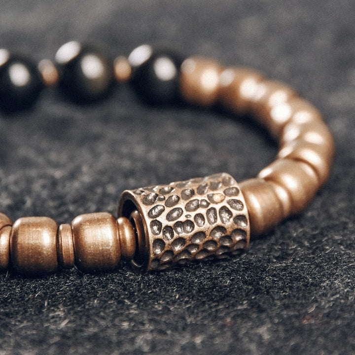 Estrid | Rainbow Eye Obsidian & Brass Handmade Bracelet