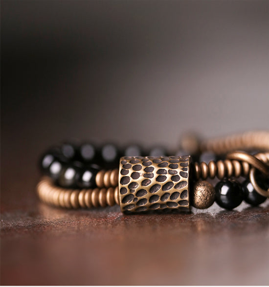 Knud | Black Obsidian & Copper Handmade Bracelet