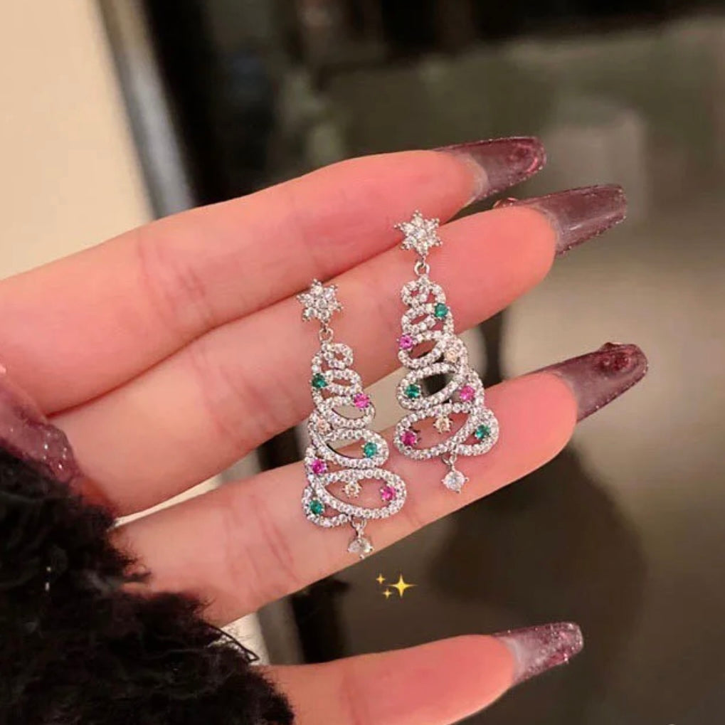 Shiny Christmas Tree Earrings