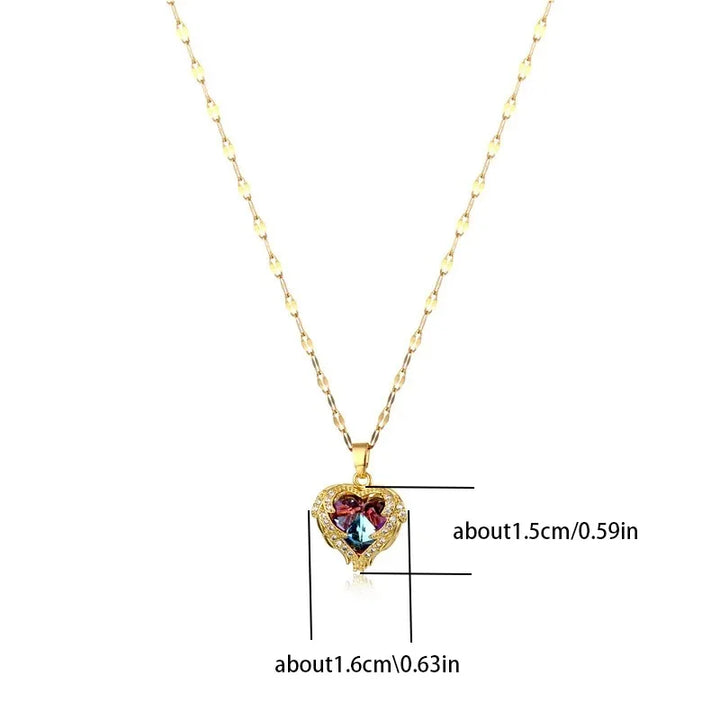 Crystal Ocean Heart Pendant Necklace