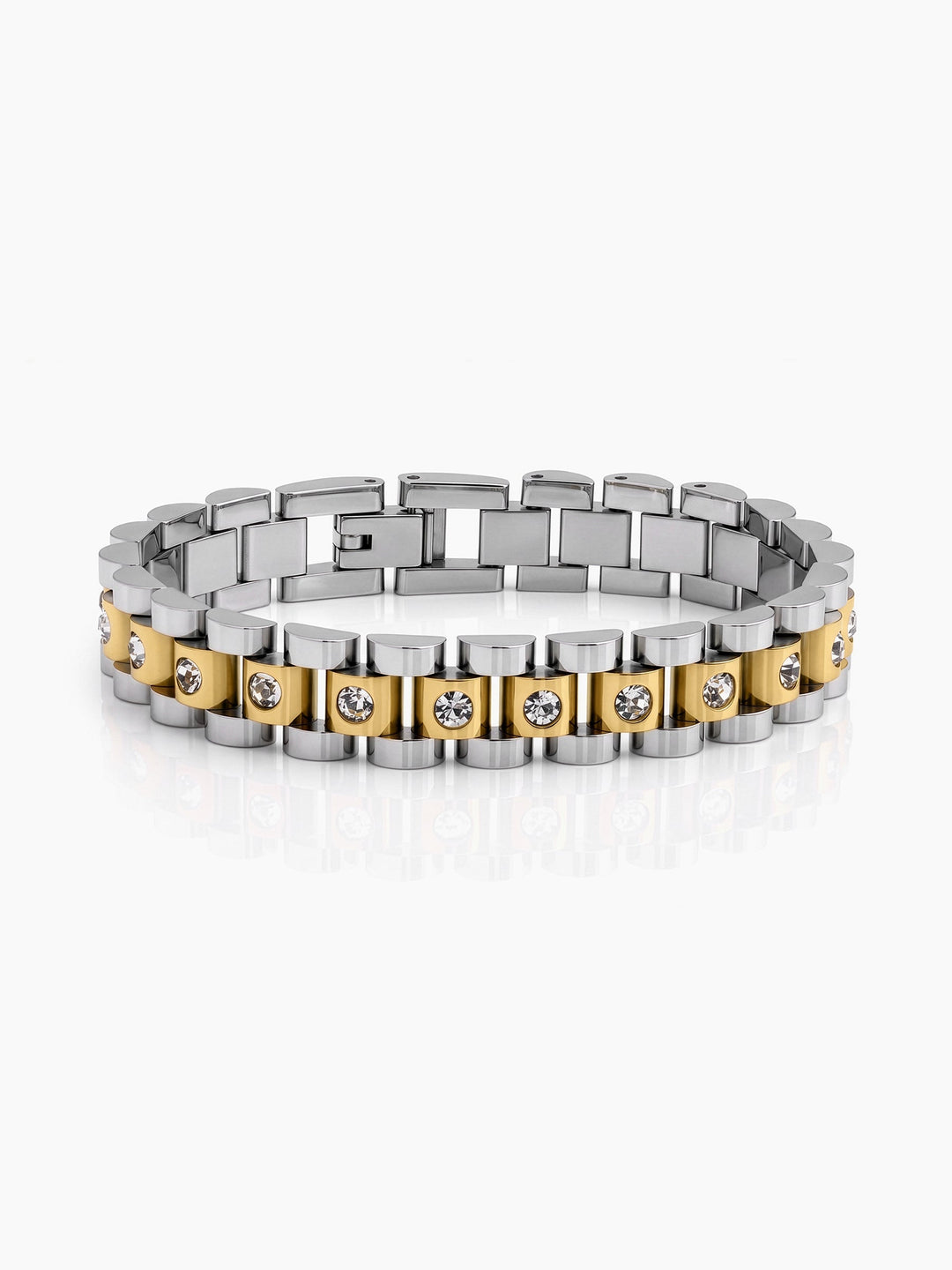 Jenelina Silver - 18K Gold Plated Diamond Women's Watch Belt Bracelet