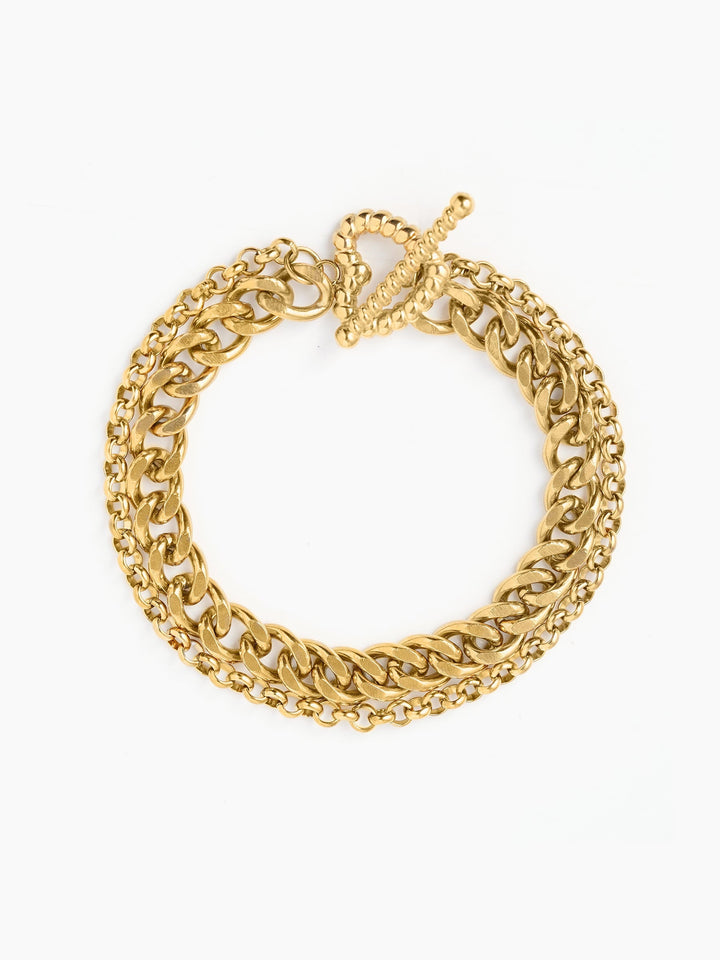 Kian Link Layered 18K Gold Plated Bracelet
